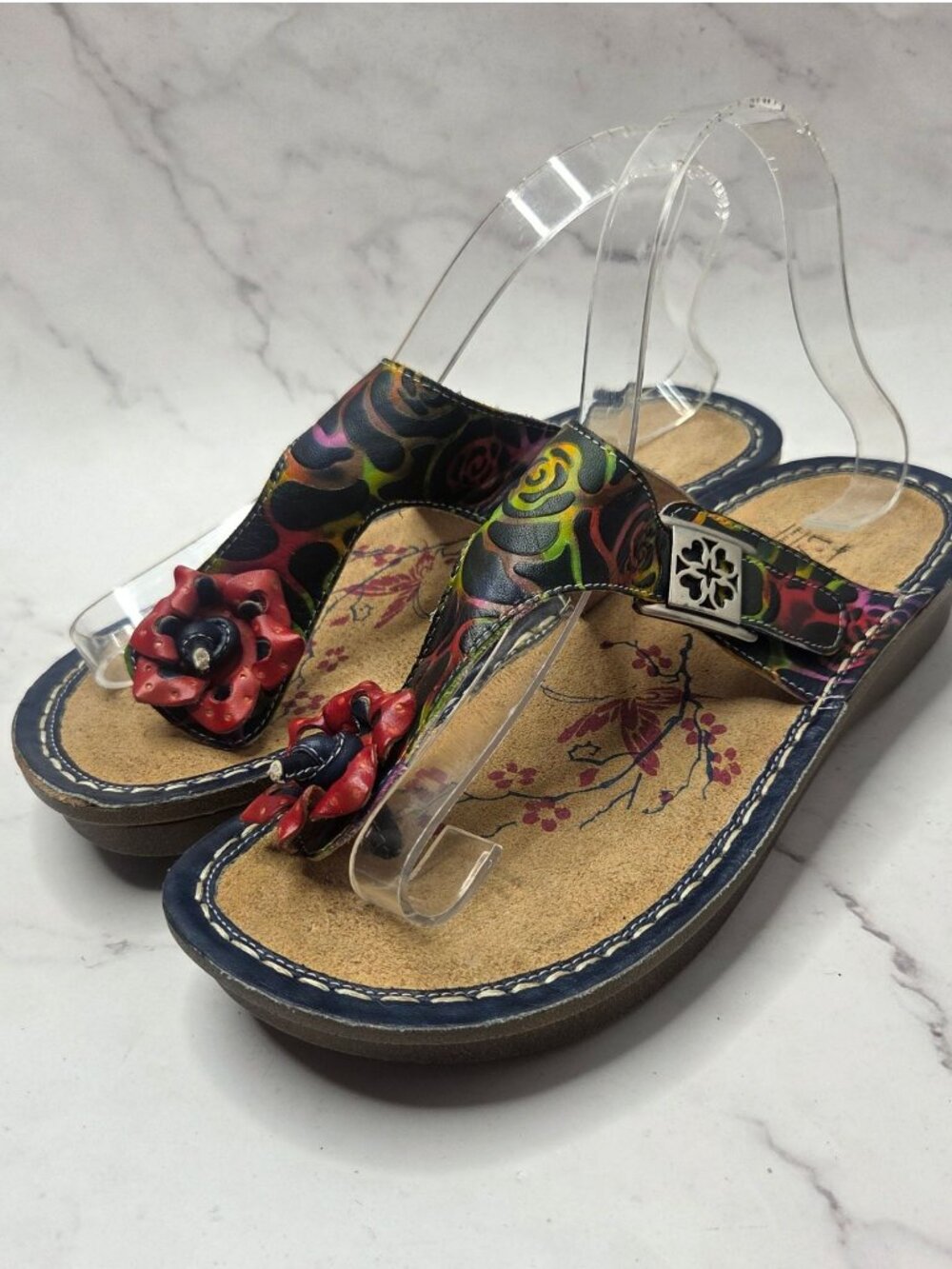 NWOT Spring Step L'Artiste Aldora Sandals Colorful Floral Flats Women's 39 (8.5)